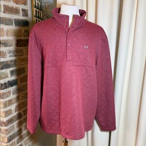 Vineyard Vines Quilted Snap Pullover Burgundy Mens Preppy Golf